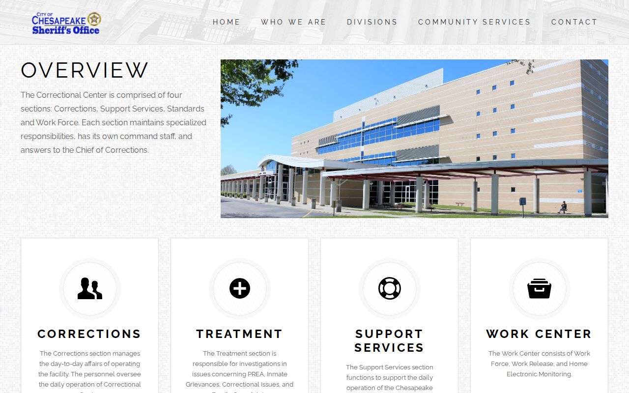 Chesapeake Correctional Center release information source