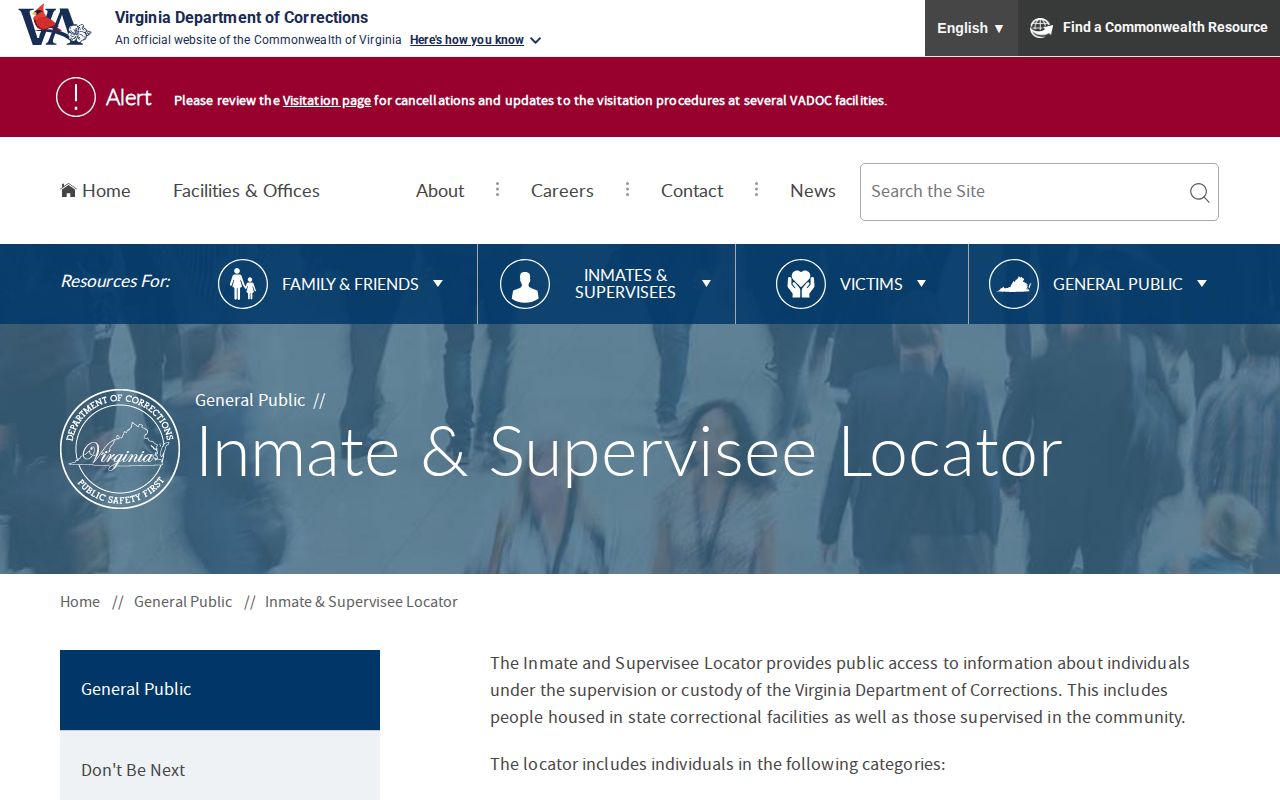 VADOC locator for Chesapeake County released state inmates